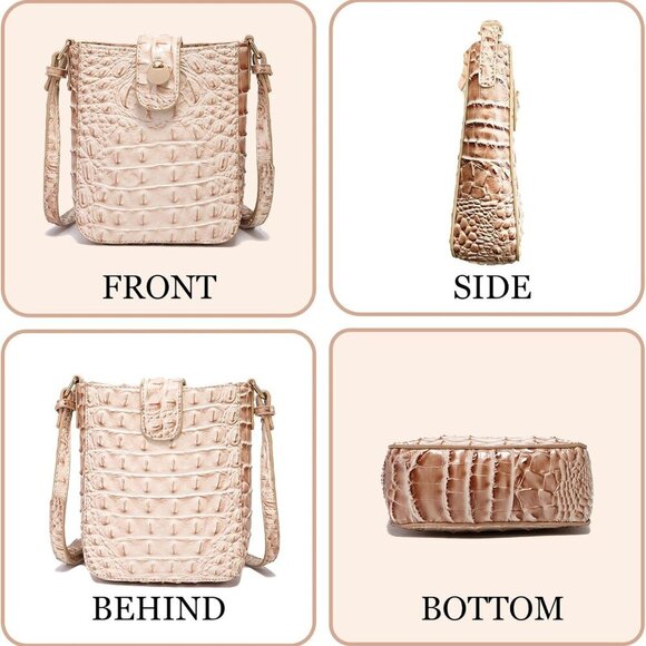 Crocodile Embossed Small Crossbody Bag Fashionable Magnetic Buckle Decoration Sh - Picture 3 of 7
